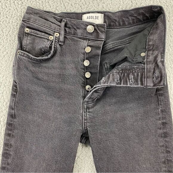 AGOLDE Women's Riley High Rise Straight Crop Button Fly Jeans  |   Size:  24 - Picture 3 of 14